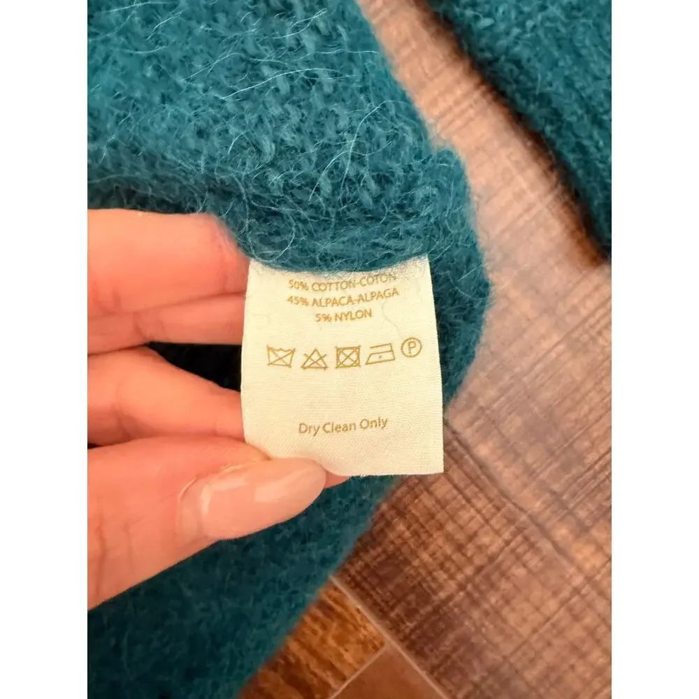 Free People Alpaca Blend Sweater Teal XS Cozy Knit Pullover